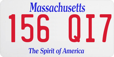 MA license plate 156QI7