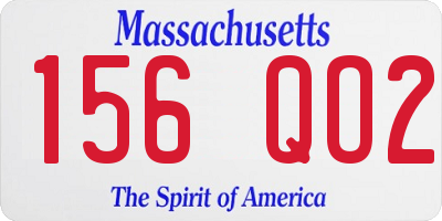 MA license plate 156QO2
