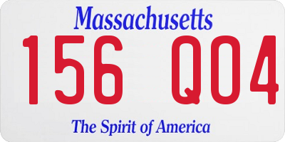 MA license plate 156QO4