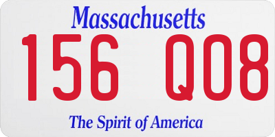 MA license plate 156QO8