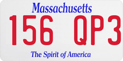 MA license plate 156QP3