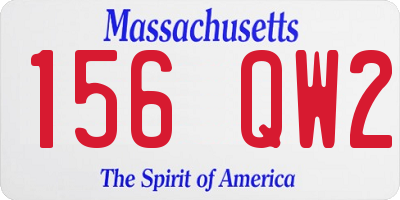 MA license plate 156QW2