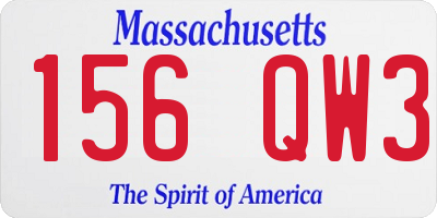 MA license plate 156QW3