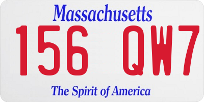 MA license plate 156QW7