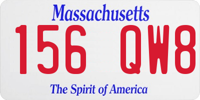 MA license plate 156QW8
