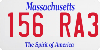 MA license plate 156RA3
