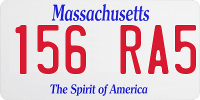 MA license plate 156RA5
