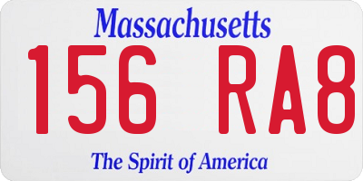 MA license plate 156RA8