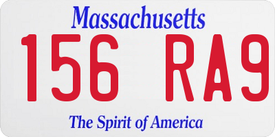 MA license plate 156RA9
