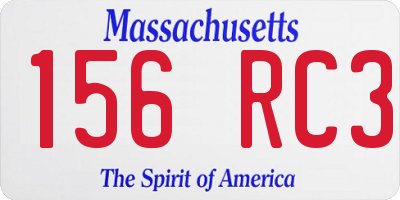 MA license plate 156RC3