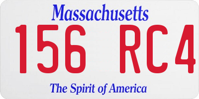 MA license plate 156RC4