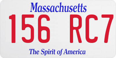 MA license plate 156RC7