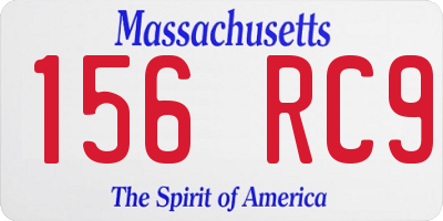 MA license plate 156RC9