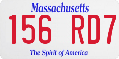 MA license plate 156RD7