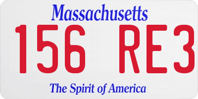 MA license plate 156RE3