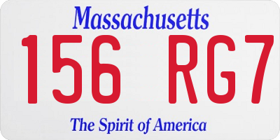 MA license plate 156RG7