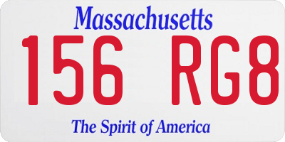 MA license plate 156RG8