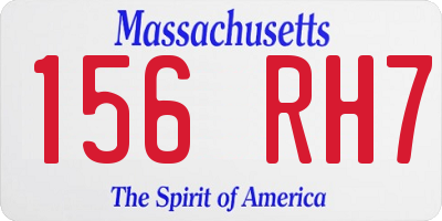 MA license plate 156RH7