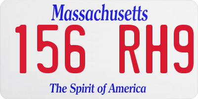 MA license plate 156RH9