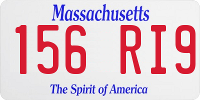 MA license plate 156RI9