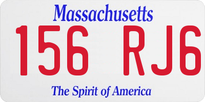 MA license plate 156RJ6