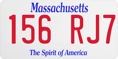 MA license plate 156RJ7