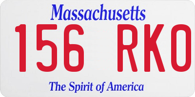 MA license plate 156RK0