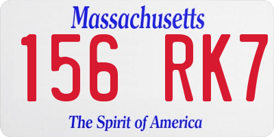 MA license plate 156RK7
