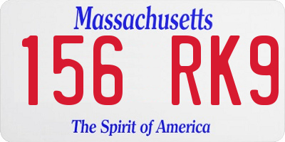 MA license plate 156RK9