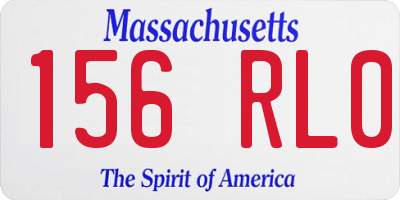 MA license plate 156RL0