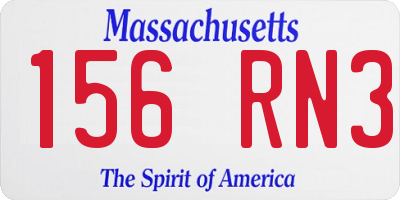 MA license plate 156RN3