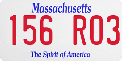 MA license plate 156RO3