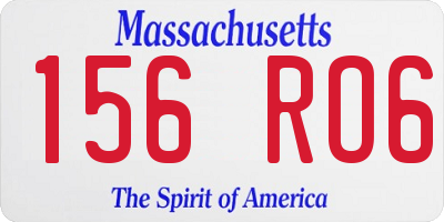 MA license plate 156RO6