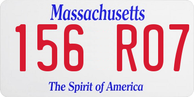 MA license plate 156RO7