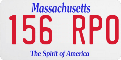 MA license plate 156RP0