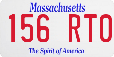 MA license plate 156RT0