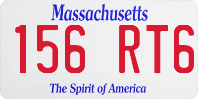 MA license plate 156RT6