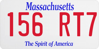 MA license plate 156RT7