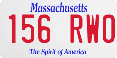 MA license plate 156RW0