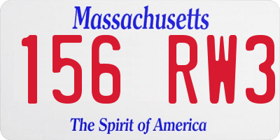 MA license plate 156RW3