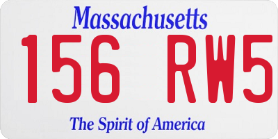 MA license plate 156RW5