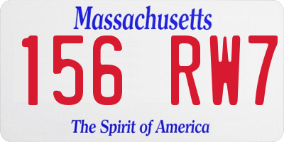 MA license plate 156RW7