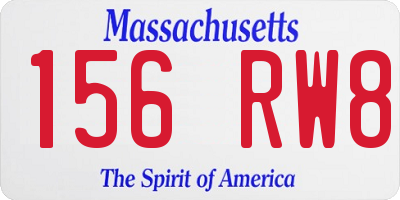 MA license plate 156RW8