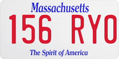 MA license plate 156RY0