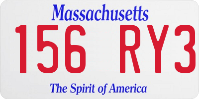 MA license plate 156RY3
