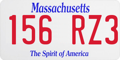 MA license plate 156RZ3