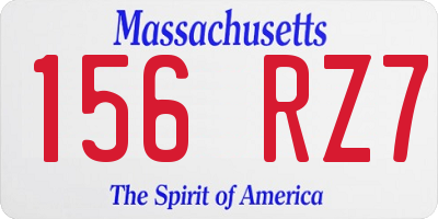 MA license plate 156RZ7
