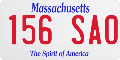 MA license plate 156SA0