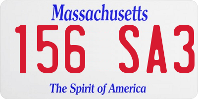 MA license plate 156SA3