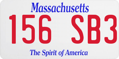 MA license plate 156SB3